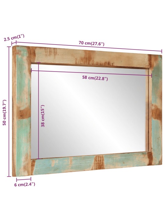 Peili 70x50 cm kierrätetty täyspuu ja lasi