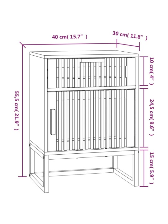 Yöpöydät 2 kpl musta 40x30x55,5 cm tekninen puu ja rauta