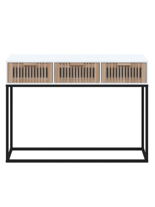 Konsolipöytä valkoinen 105x30x75 cm tekninen puu ja rauta