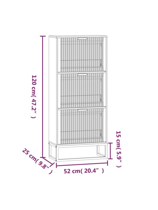 Kenkäkaappi musta 52x25x120 cm tekninen puu