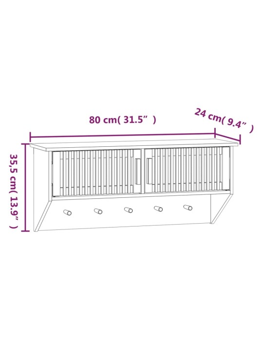 Seinävaatekaappi koukuilla 80x24x35,5 cm tekninen puu