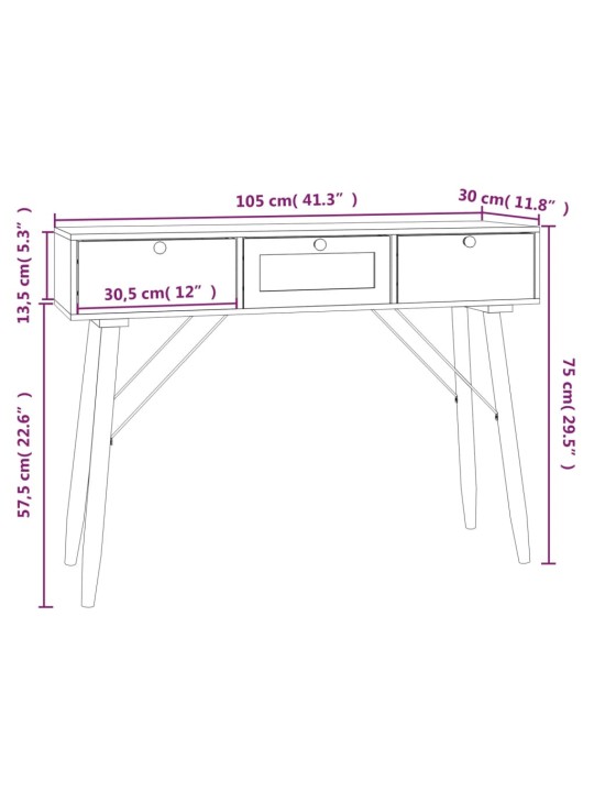 Konsolipöytä laatikoilla 105x30x75 cm tekninen puu