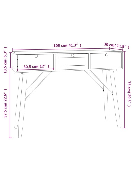 Konsolipöytä laatikoilla 105x30x75 cm tekninen puu