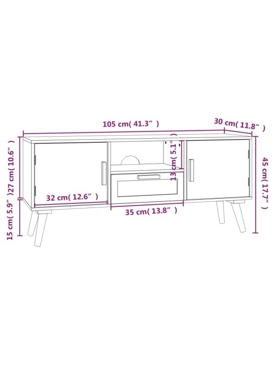 TV-taso ovilla 105x30x45 cm tekninen puu