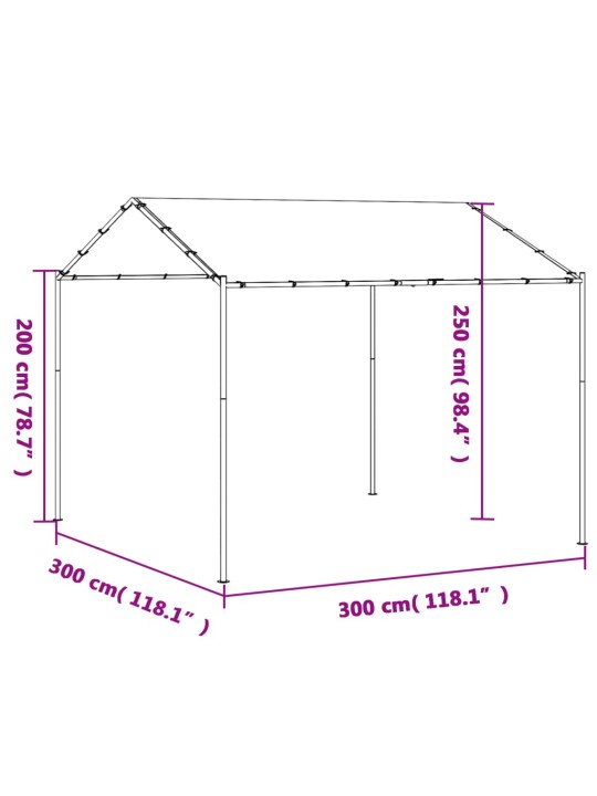 Telttakatos beige 3x3 m teräs ja kangas