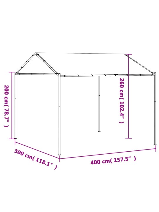 Telttakatos beige 4x3 m teräs ja kangas