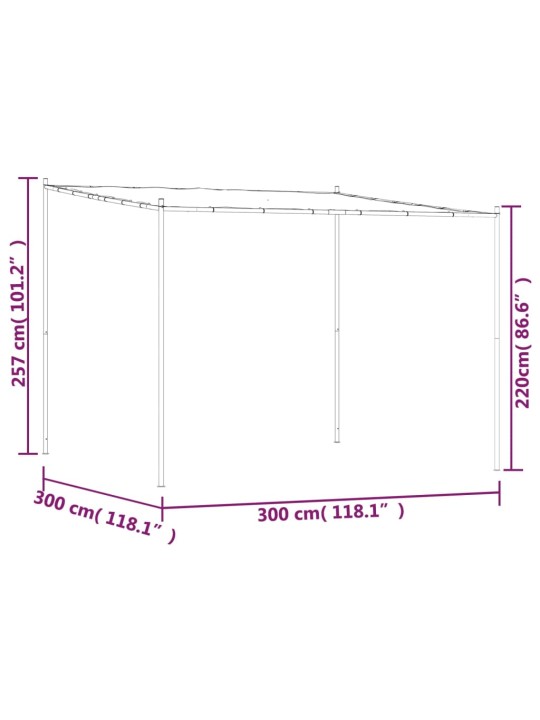 Katos valkoinen 3x3 m 180 g/m² kangas ja teräs