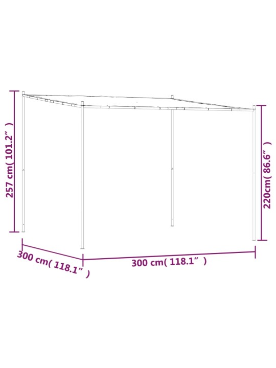 Katos beige 3x3 m 180 g/m² kangas ja teräs