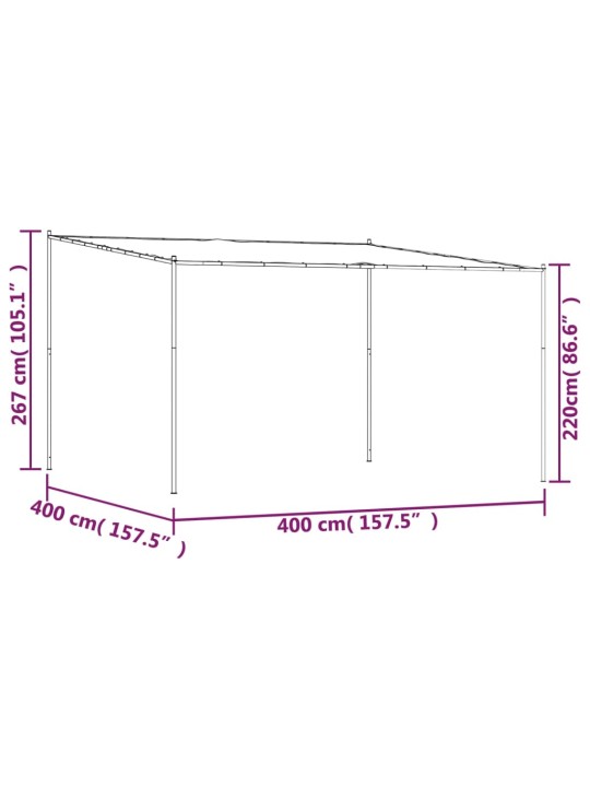 Katos valkoinen 4x4 m 180 g/m² kangas ja teräs