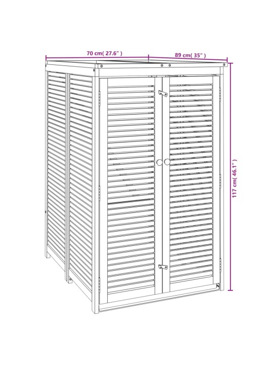 Yhden jäteastian vaja 70x89x117 cm täysi akasiapuu