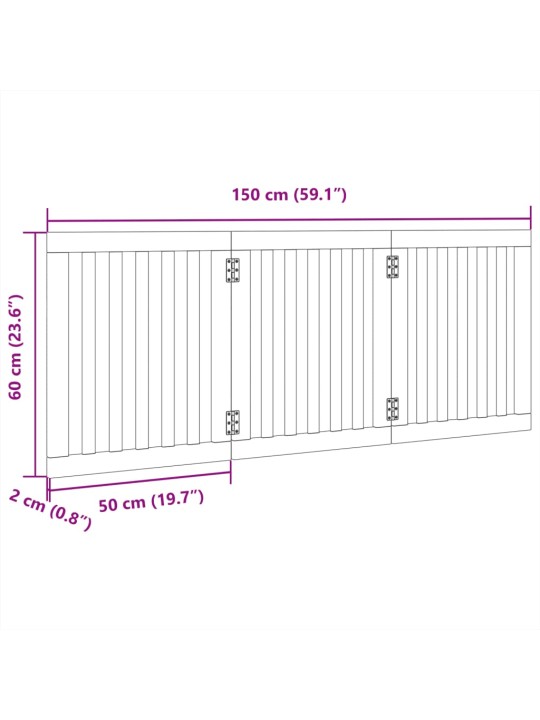 Koiraportti kokoontaittuva 3 paneelia 150 cm poppelipuu