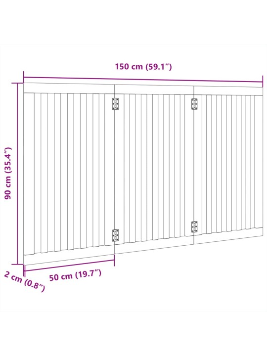 Koiraportti kokoontaittuva 3 paneelia 150 cm poppelipuu