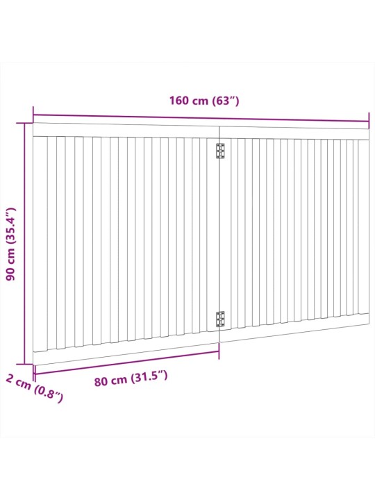 Koiraportti kokoontaittuva 2 paneelia 160 cm poppelipuu