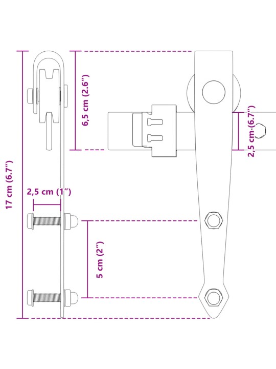 Mini liukuovisarja kaappiin musta 122 cm hiiliteräs