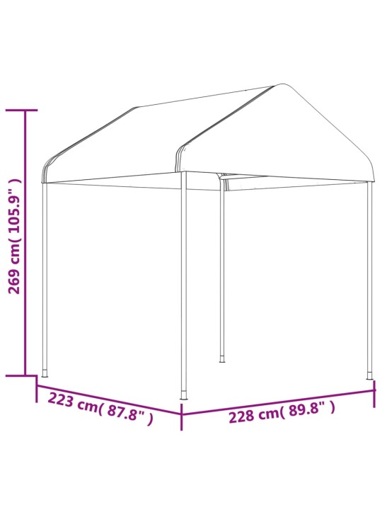 Huvimaja katolla valkoinen 2,28x2,23x2,69 m polyeteeni