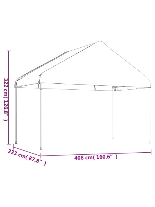 Huvimaja katolla valkoinen 4,08x2,23x3,22 m polyeteeni