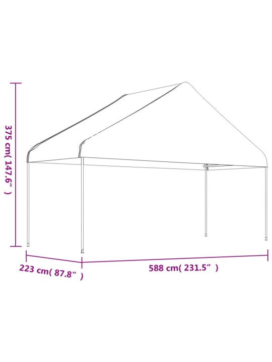 Huvimaja katolla valkoinen 5,88x2,23x3,75 m polyeteeni