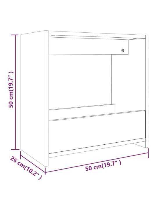 Sivupöytä savutammi 50x26x50 cm tekninen puu