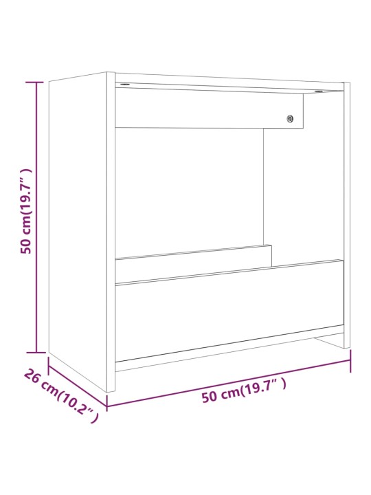 Sivupöytä ruskea tammi 50x26x50 cm tekninen puu