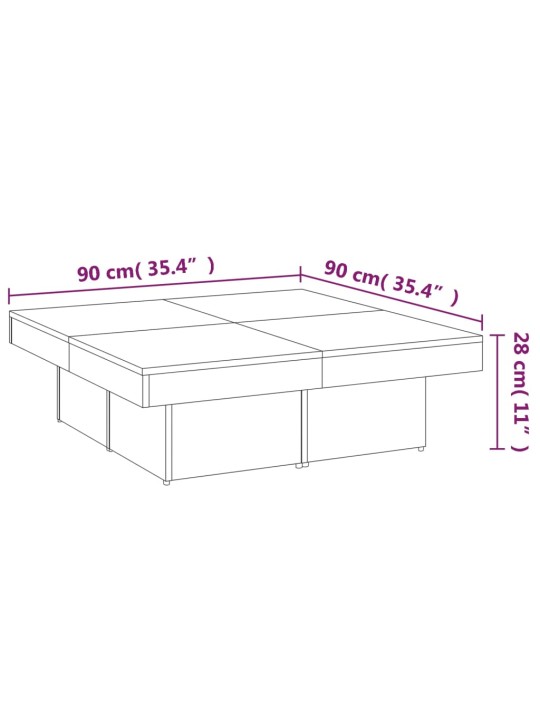 Sohvapöytä harmaa Sonoma 90x90x28 cm tekninen puu