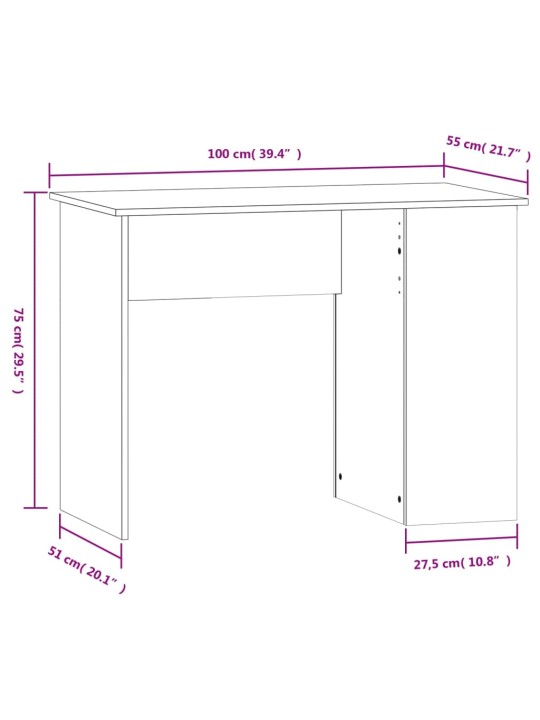 Työpöytä betoninharmaa 100x55x75 cm tekninen puu