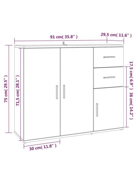 Senkki betoninharmaa 91x29,5x75 cm tekninen puu