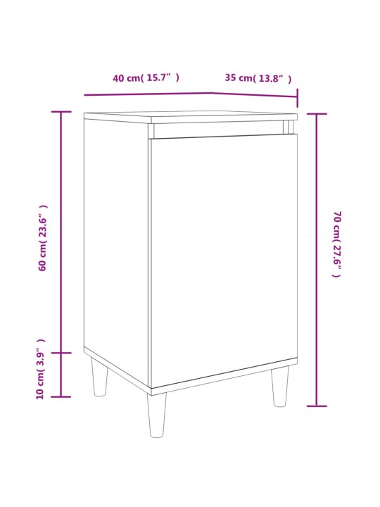 Yöpöydät 2 kpl betoninharmaa 40x35x70 cm tekninen puu