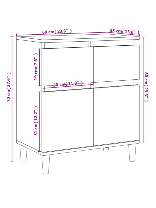 Senkki musta 60x35x70 cm tekninen puu