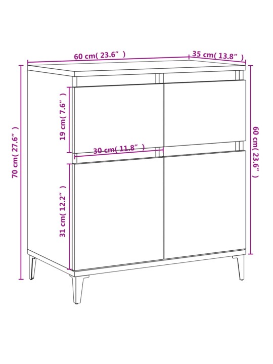 Senkki betoninharmaa 60x35x70 cm tekninen puu