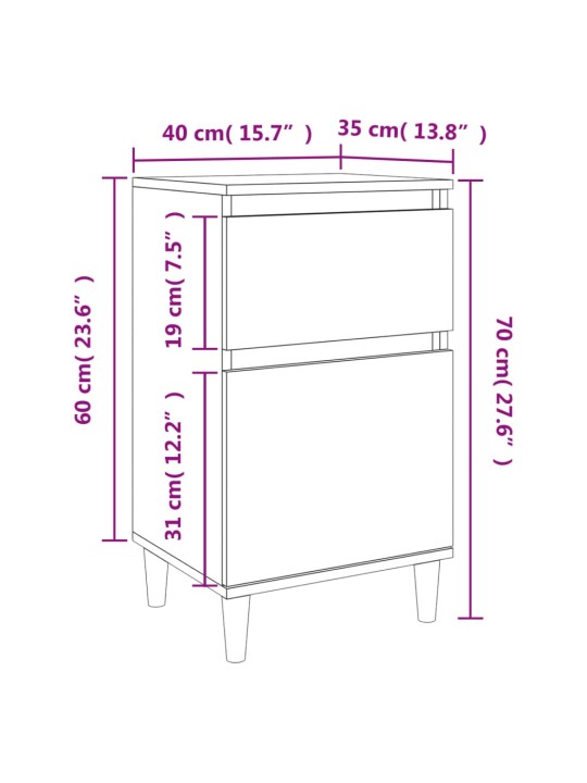 Yöpöydät 2 kpl ruskea tammi 40x35x70