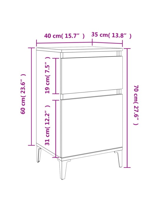 Yöpöydät 2 kpl ruskea tammi 40x35x70