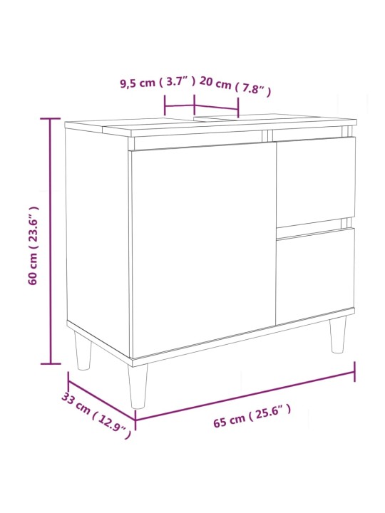 Kylpyhuoneen kaappi betoninharmaa 65x33x60 cm tekninen puu