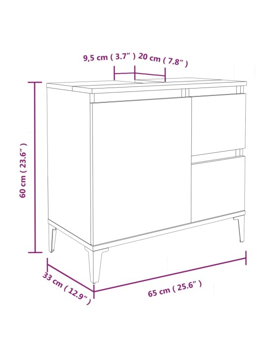 Kylpyhuoneen kaappi betoninharmaa 65x33x60 cm tekninen puu