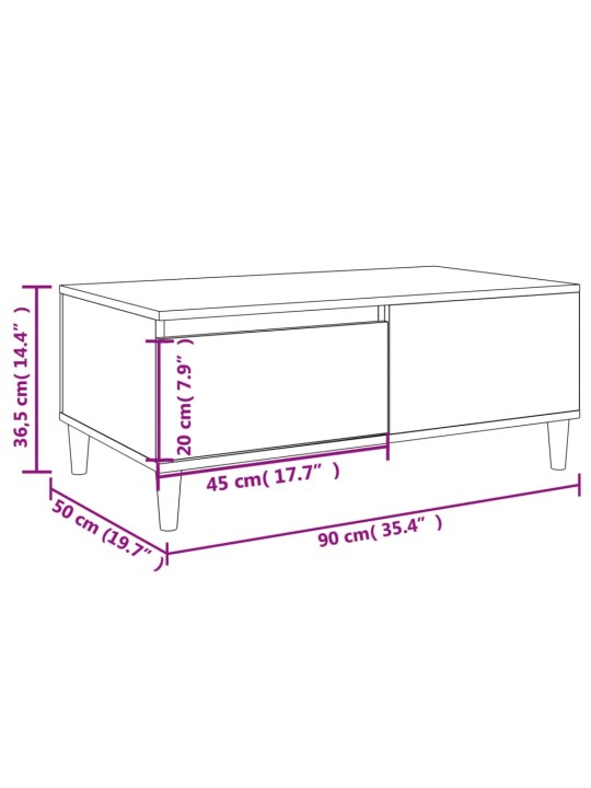 Sohvapöytä musta 90x50x36,5 cm tekninen puu