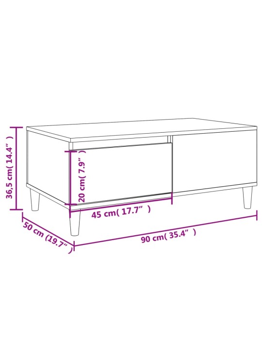 Sohvapöytä betoninharmaa 90x50x36,5 cm tekninen puu