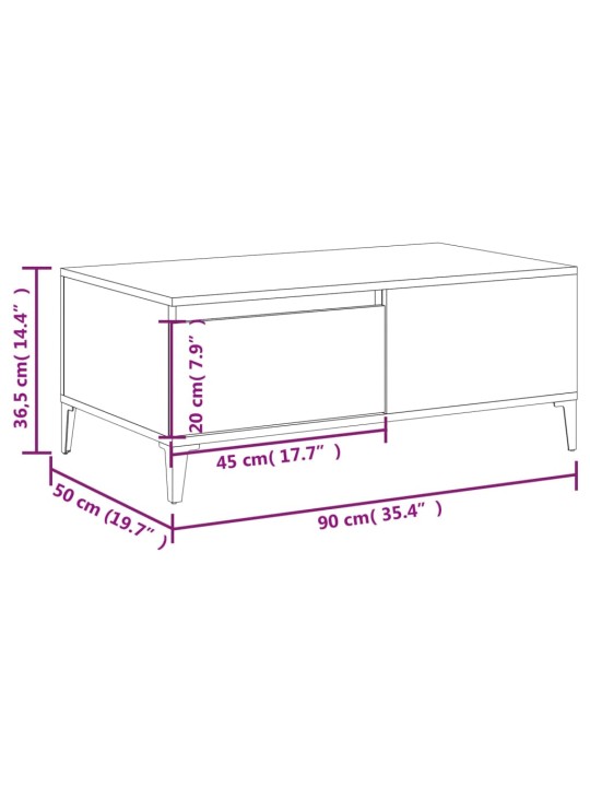 Sohvapöytä betoninharmaa 90x50x36,5 cm tekninen puu