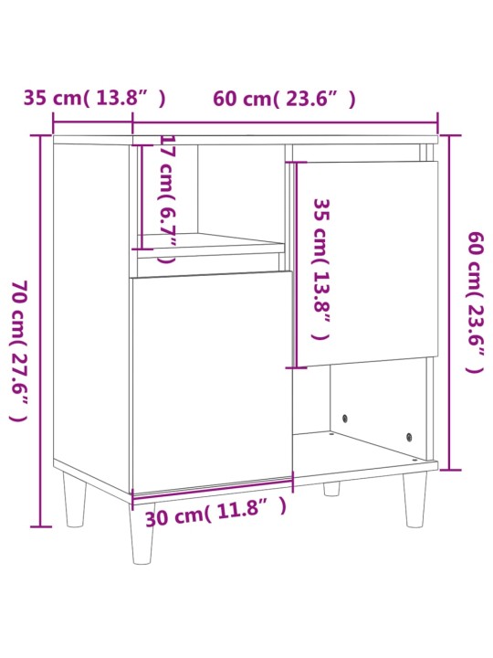 Senkki musta 60x35x70 cm tekninen puu