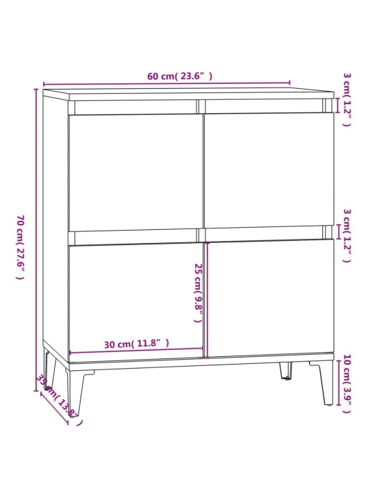 Senkki musta 60x35x70 cm tekninen puu