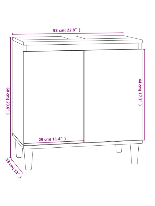 Pesuallaskaappi musta 58x33x60 cm tekninen puu