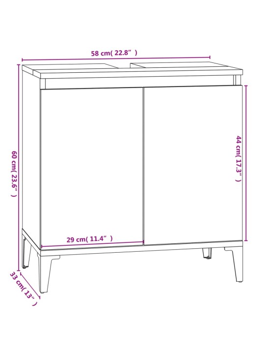 Pesuallaskaappi musta 58x33x60 cm tekninen puu