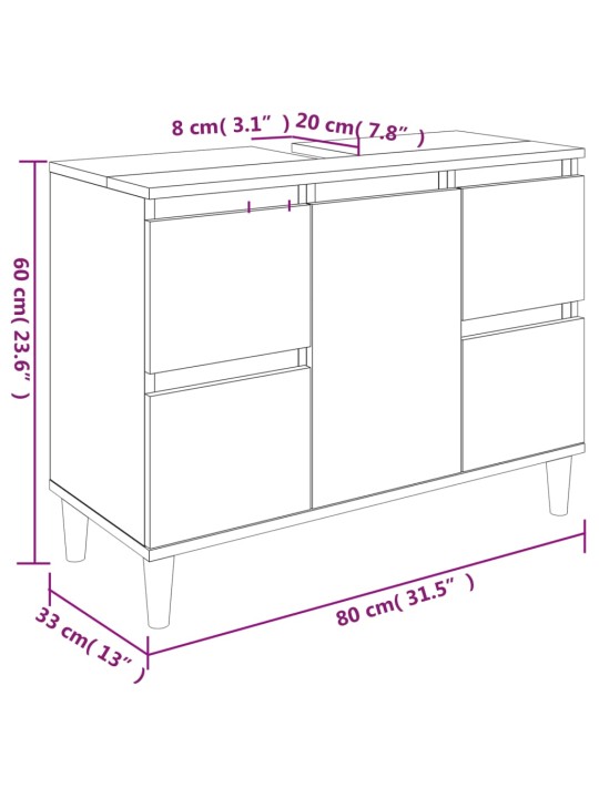 Pesuallaskaappi musta 80x33x60 cm tekninen puu