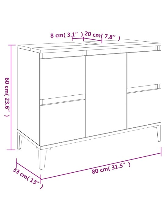 Pesuallaskaappi musta 80x33x60 cm tekninen puu