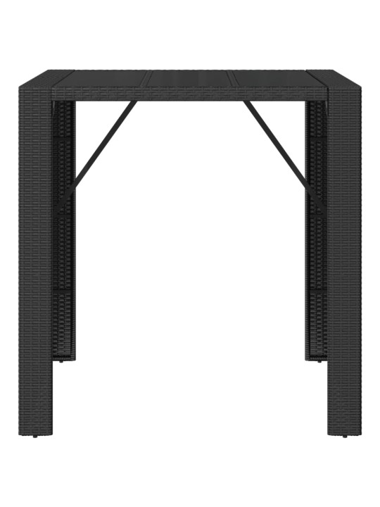 Baaripöytä lasipöytälevyllä musta 105x80x110 cm polyrottinki