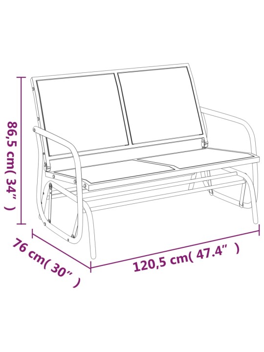 Puutarhakeinupenkki musta 120,5x76x86,5 cm kangas ja teräs