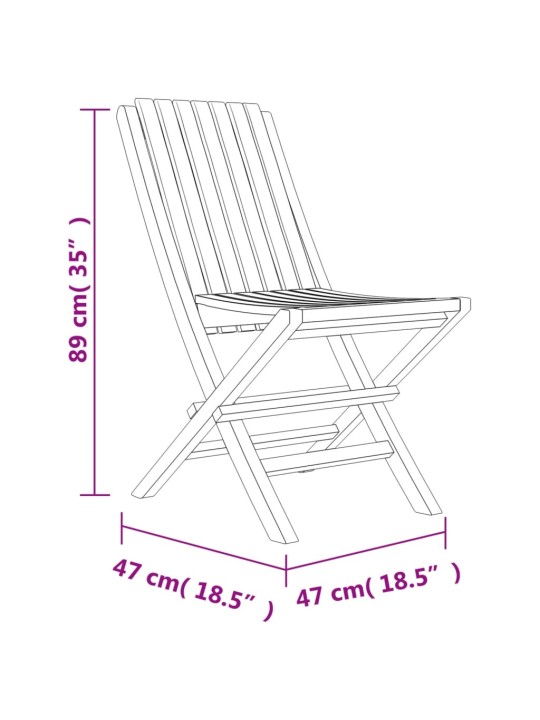 Kokoontaitettavat puutarhatuolit 2 kpl 47x47x89 cm täysi tiikki