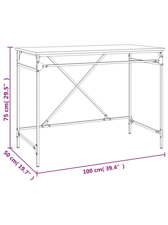 Työpöytä musta 100x50x75 cm tekninen puu ja rauta