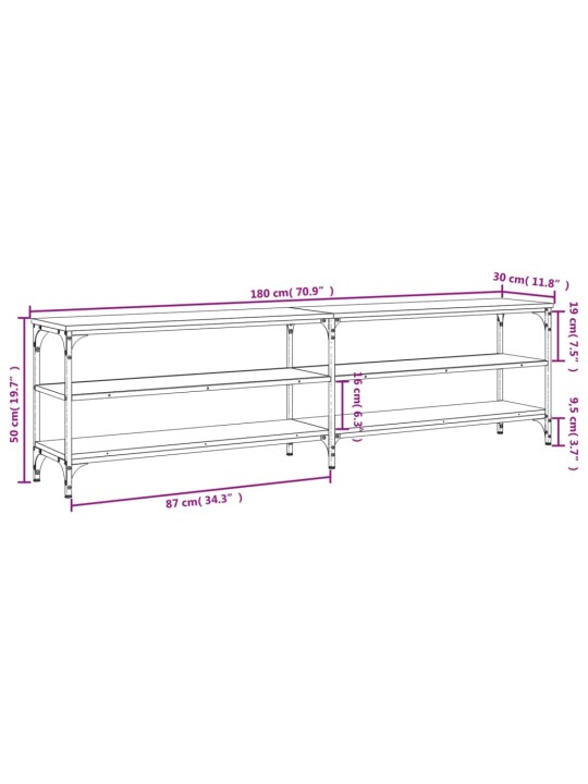 TV-taso savutammi 180x30x50 cm tekninen puu ja metalli