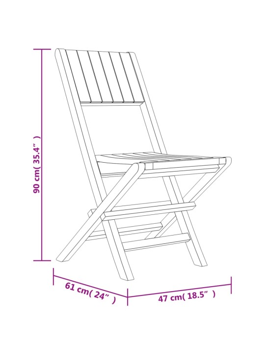 Kokoontaitettavat puutarhatuolit 4 kpl 47x61x90 cm täysi tiikki