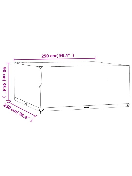 Puutarhakalustesuojat 2 kpl 16 purjerengasta 250x250x90 cm