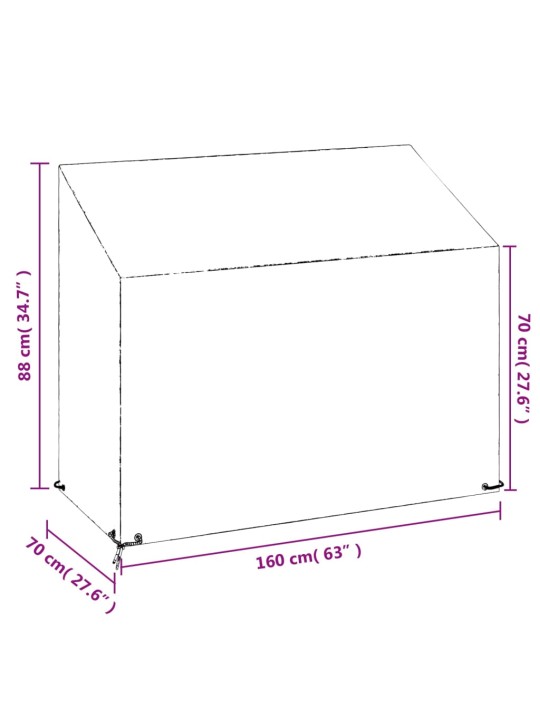 Puutarhapenkkisuojat 2 kpl 8 purjerengasta 160x70x70/88 cm PE